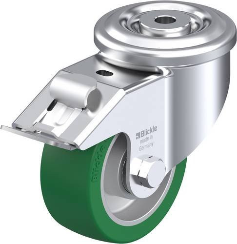 Blickle LKR-ALST 100K-FI Lenkrolle mit Feststeller in Silber und Grün, Rad-Durchmesser: 100 mm, Tragfähigkeit: 320 kg - Bild 1