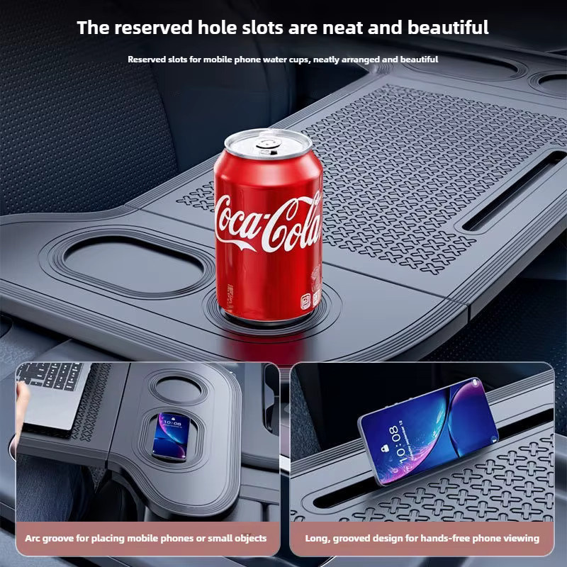 HONGDAUTO Universeller Autotisch, faltbarer Laptop- und Esstisch für Camping und Reisen, Schwarz, Rechteckig - Bild 3