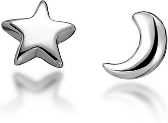 Ohrstecker 925 Silber, Mond Stern, Damen - Bild 1
