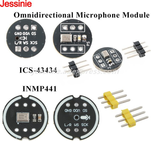 Jessinie I2S MEMS Omnidirektionales Mikrofonmodul ICS-43434 INMP441 in Schwarz für ESP32 - Bild 1
