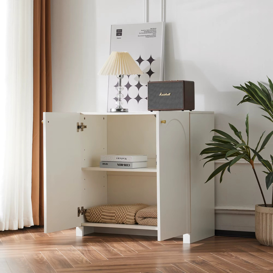 Sideboard Kommode mit 2 Türen als vielseitige Anrichte und Beistellschrank in Creme-Weiß, B/T/H: 80 x 40 x 80 cm - Bild 2