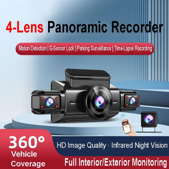 Onedo 4K 4CH Auto-DVR mit App, Stealth-Dashcam in Schwarz mit 24H Parkmodus, Nachtsicht und Bewegungserkennung - Bild 1