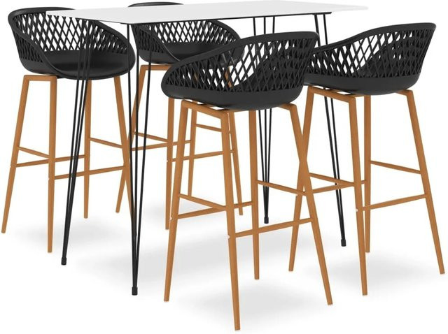 vidaXL 5-tlg. Bar-Set Modell 3 in Weiß und Schwarz mit Tisch und Stühlen - Bild 1