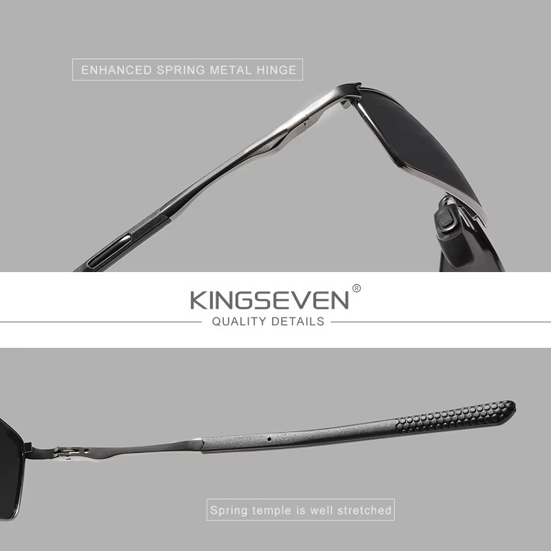 KINGSEVEN Sonnenbrille Rechteck, Vollrand, Metall, polarisiert, Herren - Bild 2