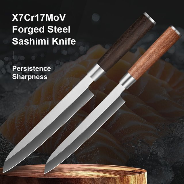 Baovim Sashimi-Messer aus Edelstahl mit Holzgriff, 8 Zoll (20,32 cm) - Bild 1