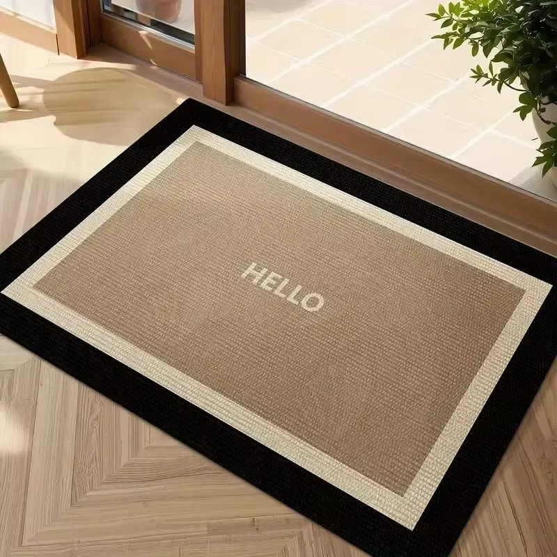 VIKAMA Moderner minimalistischer Teppich in Beige, schmutzabweisende und verschleißfeste Fußmatte für Eingangsbereich oder Badezimmer, B/T: 60 x 40 cm - Bild 1