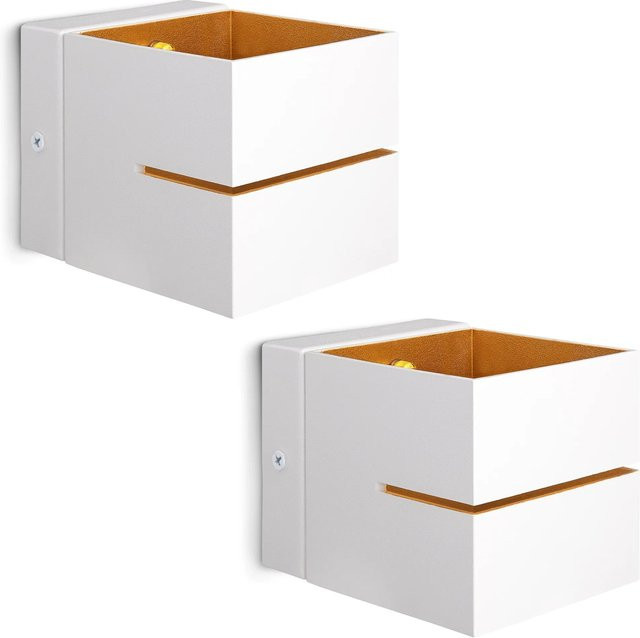 SSC-LUXon KOURA 2er Set Wandleuchten Weiß Gold aus Aluminium mit Up-Down Lichtschlitz und G9 Fassung - Bild 1