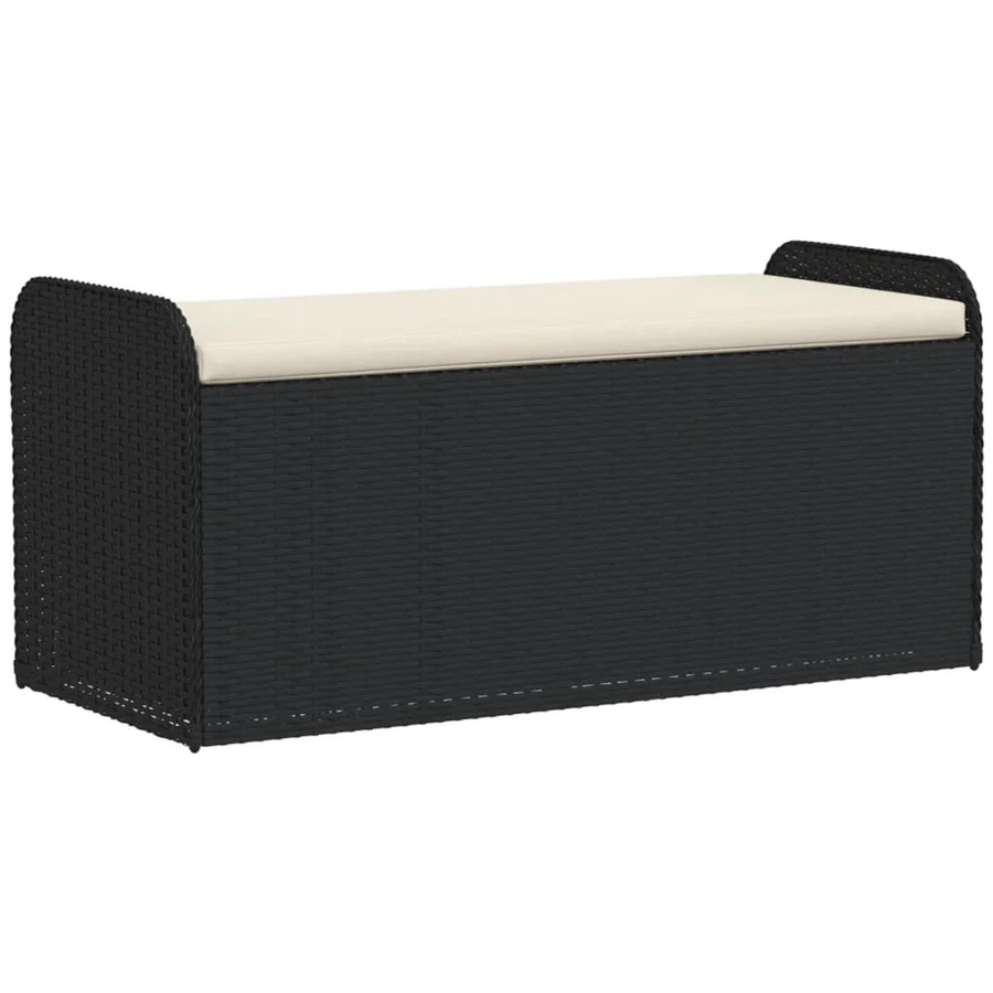 vidaXL Sitzbank mit Stauraum und Kissen aus Poly Rattan in Schwarz, B/T/H: 115 x 51 x 52 cm - Bild 2