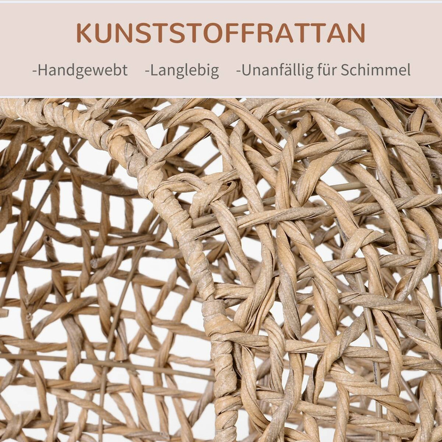 PawHut Katzenkorb aus Rattan in Natur und Beige mit Metallgestell B/H/L: 52 x 58 x 52 cm - Bild 2