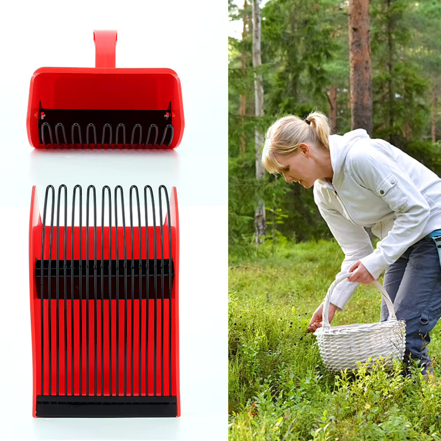 Alloet Berry Picker Beerenpflücker mit Metall- und Kunststoffkamm in Rot - Bild 3