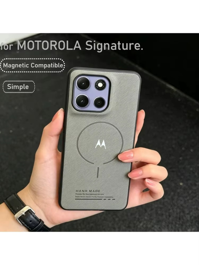 Magnetische Business Hülle aus gewebtem Material für Motorola Moto Edge 70 Ultra, Fusion+, 60 Pro, 50 Neo, G87, G77, G67, G66 in Schwarz - Bild 6