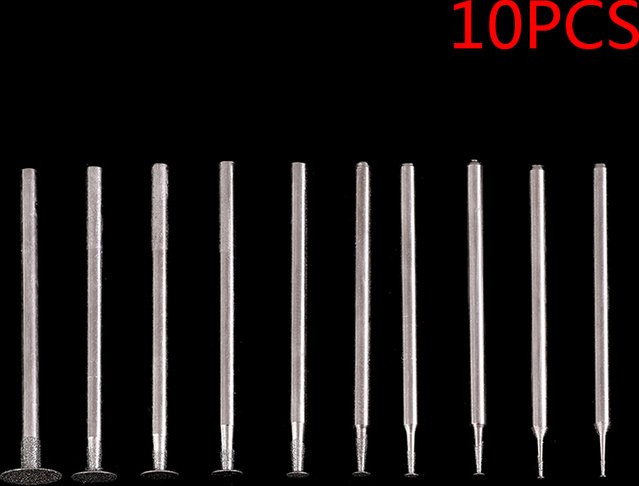 10er Set JETTING Ultra-Dünne T-Kopf Diamant-Schleifbits in Silber zum Gravieren und Polieren von Jade und Stein - Bild 1