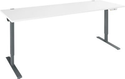 Schäfer Shop Genius Schreibtisch AERO FLEX elektrisch höhenverstellbar mit T-Fuß und Memorypanel, Breite: 200 cm, Farbe: Weiß/Anthrazit - Bild 1