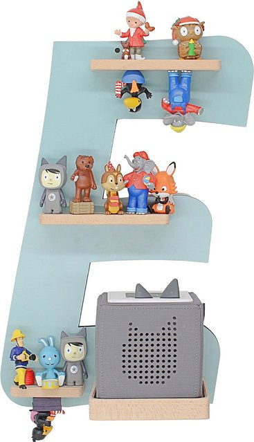 BOARTI Kinderregal Buchstabe E aus Holz für Toniebox und Figuren, hängendes Wandregal mit Magneteinsätzen, H: 47 cm, B: 32 cm, T: 19 cm - Bild 1