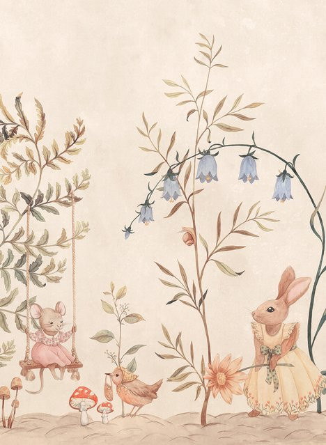 Sandberg Mural Vilhelmina Tapete mit floralem Muster in Beige aus Vlies - Bild 1