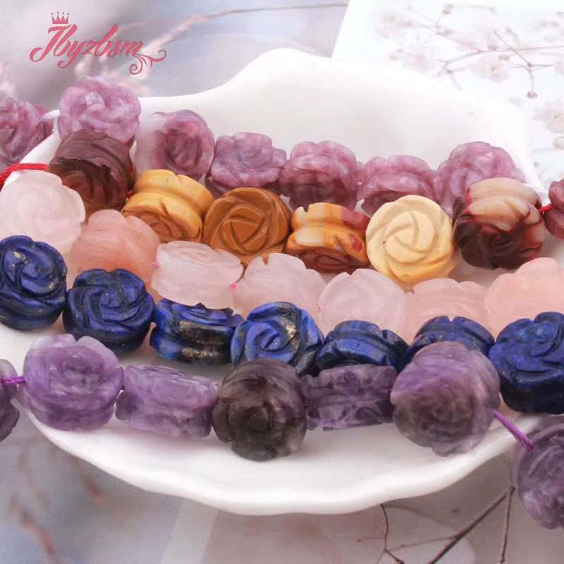 jbyzbsm Perlen Blumenform, Quarz Lapis Lepidolit, Bunt, Damen - Bild 2
