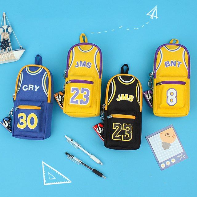 Wasserdichtes Federmäppchen mit Basketball-Design, multifunktionales Schreibwaren-Etui für Schüler und Jungen in Schwarz und Multicolour - Bild 1