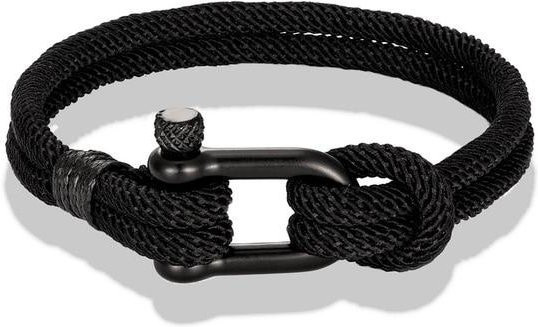 Survival-Armband Edelstahl, Schwarz, Unisex, 19cm - Bild 1
