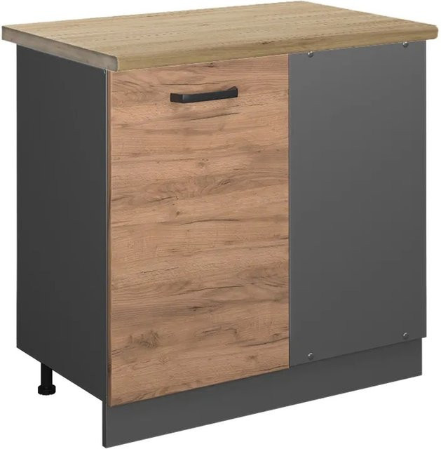 Vicco Eckunterschrank R-Line Goldkraft Eiche Anthrazit modern mit Scharniertüren B/T/H: 86 x 60 x 81,6 cm - Bild 1