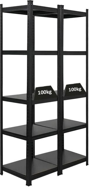 PROREGAL Ragnar All Black Series Schwerlastregal Set aus 2 Stück, Matt Schwarz, H x B x T: 180 x 45 x 45 cm - Bild 1
