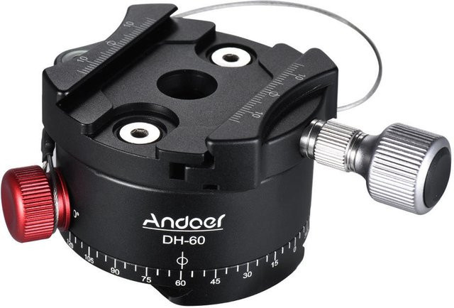 Andoer DH-60 Panorama-Kugelkopf mit Indexierungsrotator für HDR-Aufnahmen aus CNC-Aluminiumlegierung, Schwarz - Bild 1