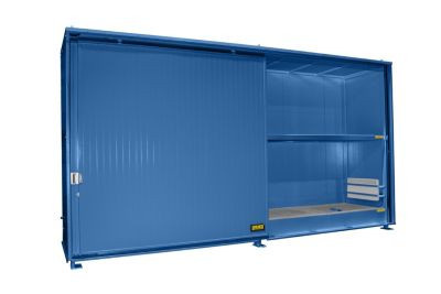 Isolierter Regalcontainer BAUER CEH 59-2 IBC aus Stahl mit Schiebetor in Blau, B/T/H: 644,0 x 155,0 x 351,0 cm - Bild 1