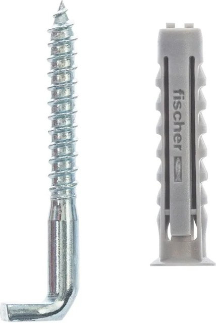 Fischer Spreizdübel SX aus Nylon mit Winkelhaken, Farbe Silber, 8 Stück, Durchmesser: 6 mm, Länge: 30 mm - Bild 1