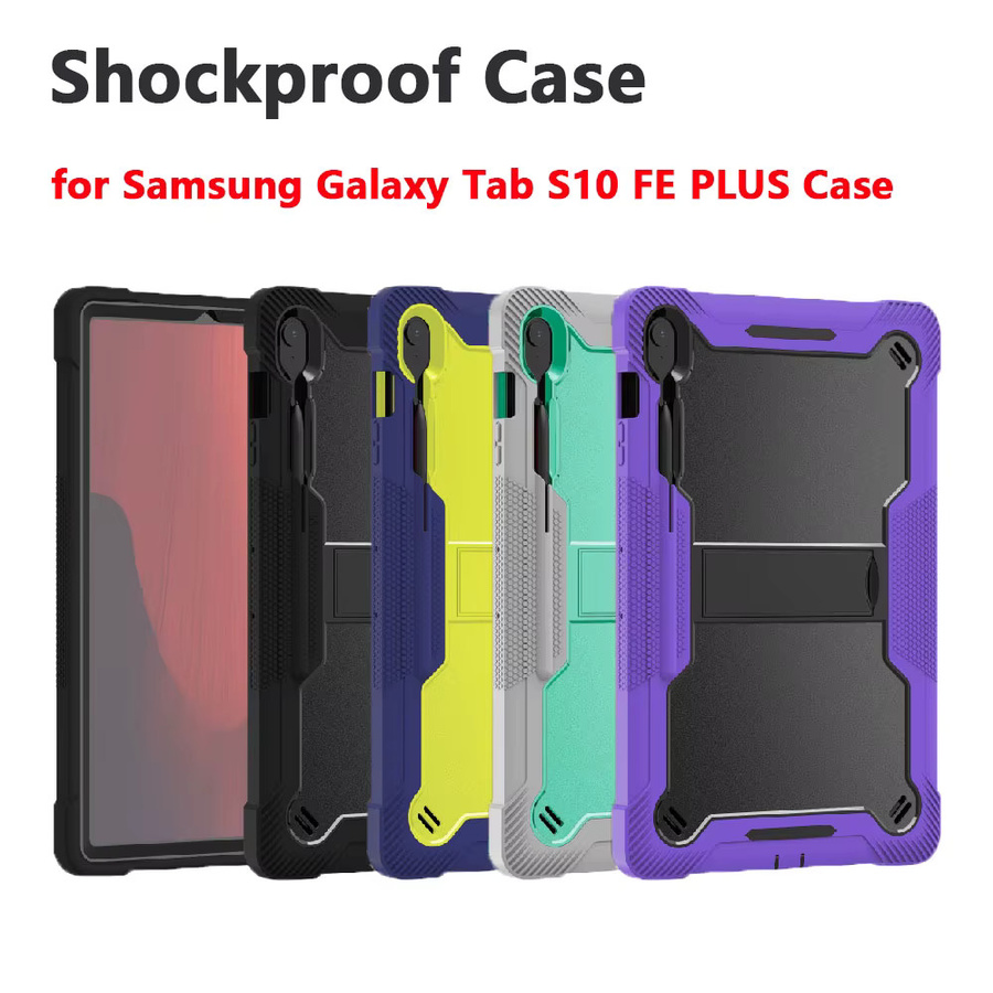 Stoßfeste Schutzhülle mit Ständer für Samsung Tab S10 FE Plus 2025 in Schwarz und Rot - Bild 6