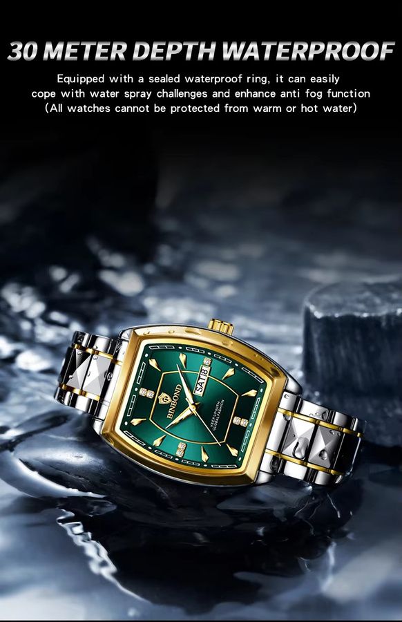 BINBOND Armbanduhr, Quarz, Edelstahl, Datum, Wochentag, Unisex - Bild 4