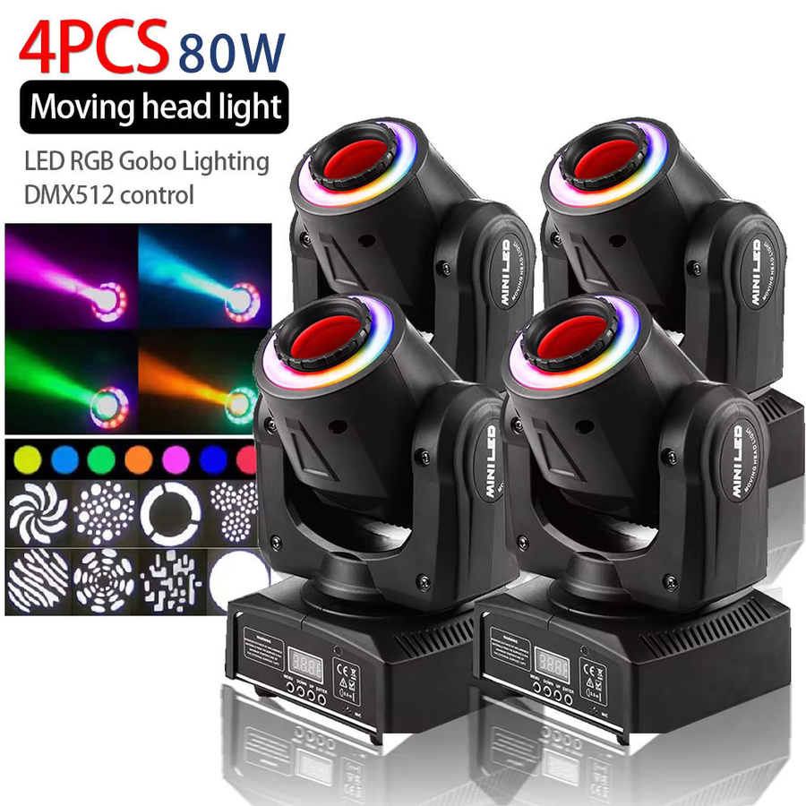 CHEGIT Mini Moving Head GOBO-Licht mit 150W RGB-LED-Ring, DMX512, Tonaktiviert, 540 Grad Pan und 270 Grad Neigung, LED-Musterscheinwerfer in Schwarz - Bild 6