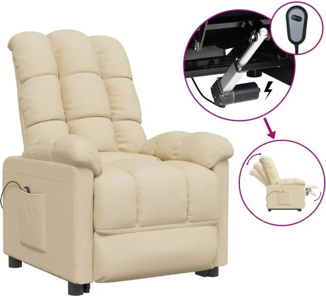 vidaXL Elektrischer Relaxsessel in Creme mit verstellbarer Kopfstütze und Armlehnen aus Stoff - Bild 1