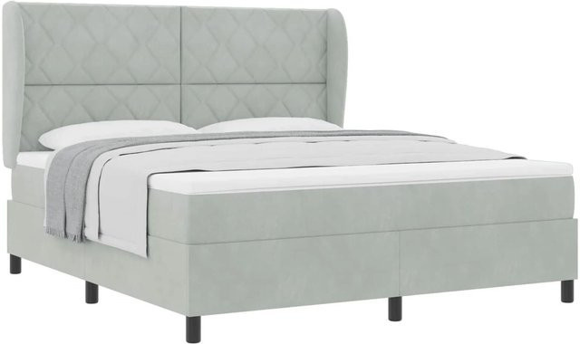 vidaXL Boxspringbett mit Matratze und Taschenfederkern in Hellgrau, B/T/H: 180 x 200 x 280 cm - Bild 1