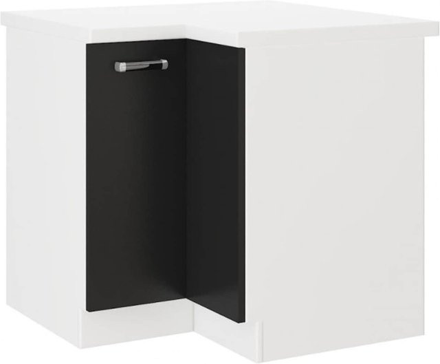 Küchen Eckunterschrank Omega 240 Schwarz Weiss B/T/H: 89 x 89 x 89 cm - Bild 1