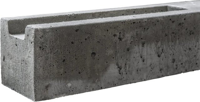 Beckers Betonzaun Anfangspfosten doppelseitig in Betongrau, Höhe: 210 cm - Bild 1