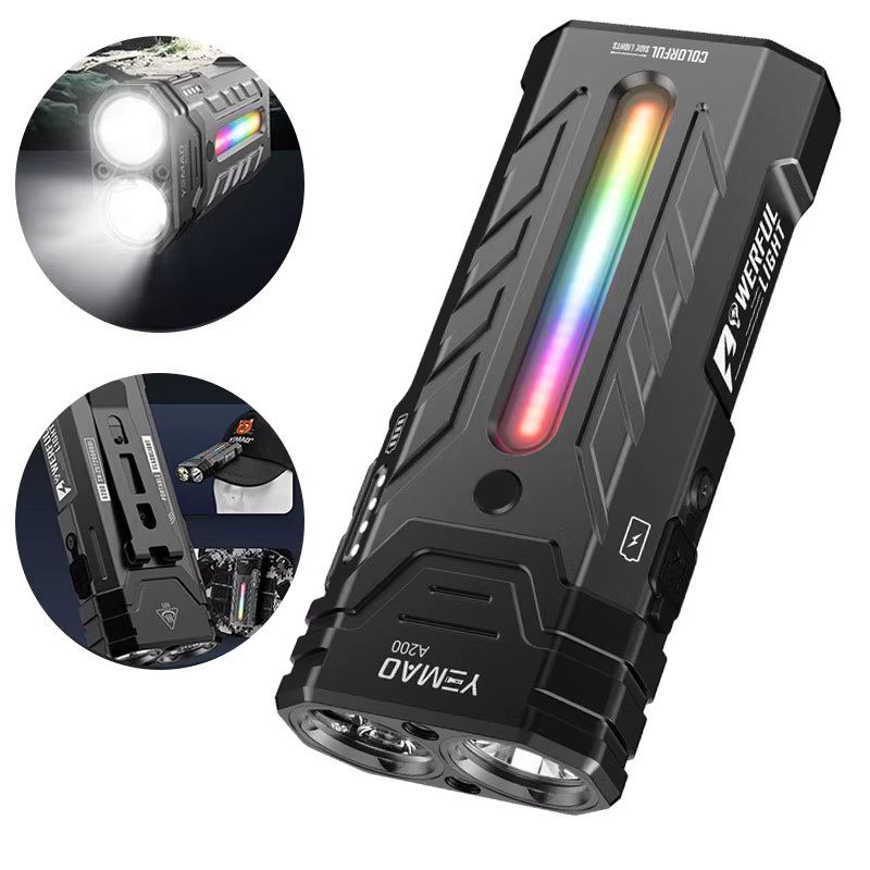 YEMAO LED Taschenlampe mit 5200 Lumen, wiederaufladbare magnetische COB Fernflutlicht-Taschenlampe aus Aluminium, Schwarz - Bild 4
