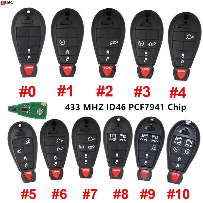 Keyecu Smart Auto Fernbedienung mit 433MHz ID46 PCF7941 Chip für Chrysler Town & Country, Jeep und Dodge Magnum Durango, Schwarz - Bild 2
