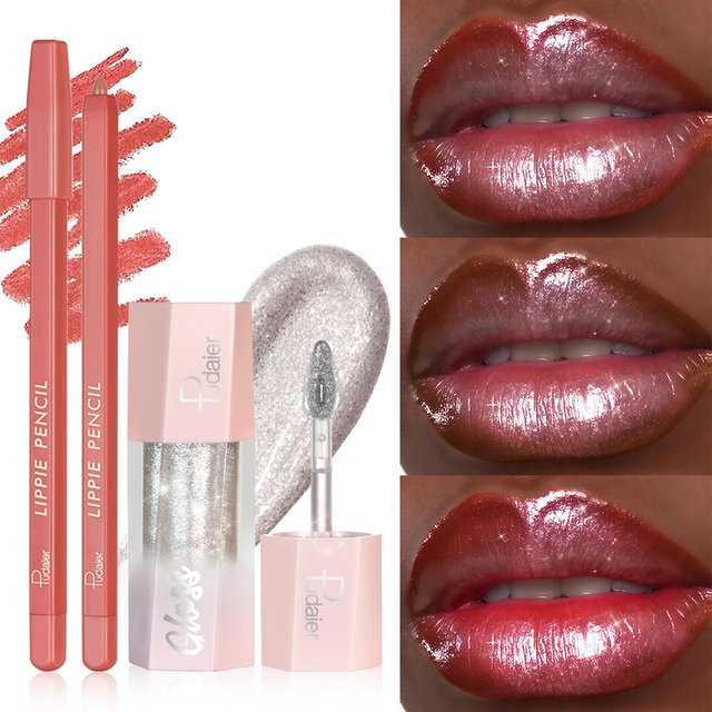 Lipliner & Schimmer-Lipgloss-Set, Lippen-Make-up-Kit - Bild 1