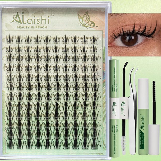 AILAISHI DIY Cluster Wimpernverlängerung, Faux Nerz Seide, Knotenfrei - Bild 1