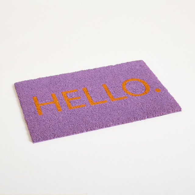 Kokos Fußmatte Hello von BLUME2000 in Lila, B/T/H: 60,0 x 40,0 x 1,0 cm - Bild 1