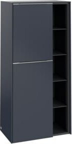 V&B Mittelschrank Subway 3.0 in Grau mit Glastüren und offenem Fach, B/H/T: 57,4 x 120 x 36,2 cm - Bild 1
