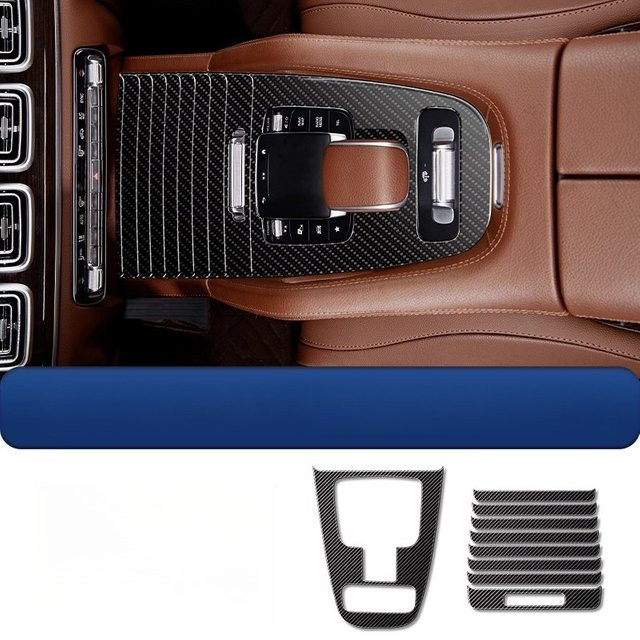 SHUN SOON Kohlefaser Armaturenbrett-Panel-Patch Schutzaufkleber für den Innenraum Mercedes-Benz GLE350/450/GLS450, Schwarz - Bild 1