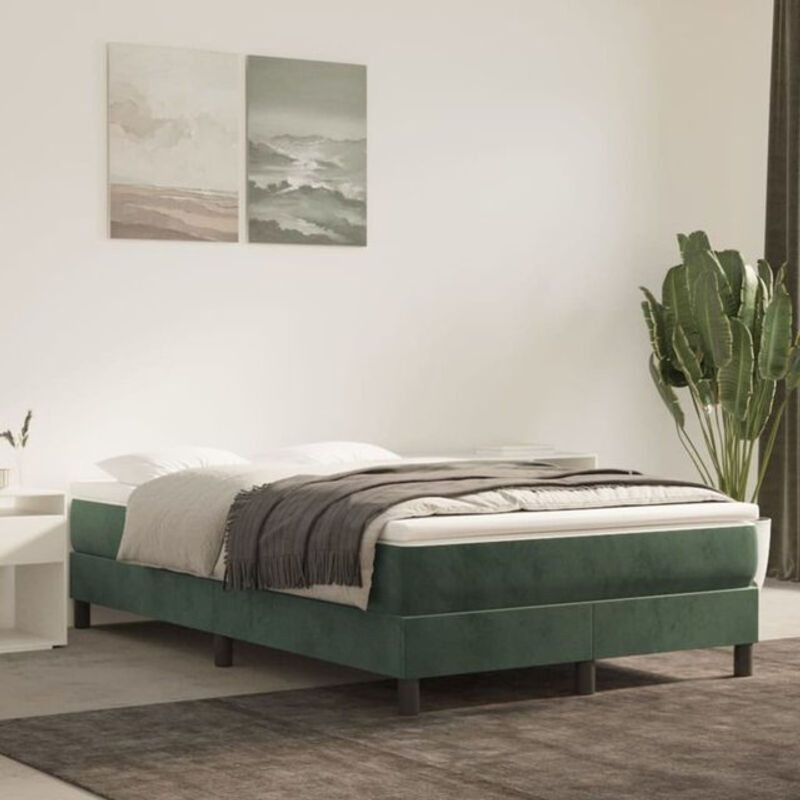 vidaxl Boxspringbett mit Matratze aus Samt in Grün, B/T/H: 120 x 200 cm - Bild 1
