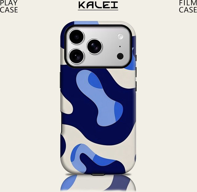 Potdemiel Handyhülle mit blauem Tarnmuster für iPhone 17 16 15 14 Pro Max Plus, magnetische Double-Layer Tough Case - Bild 1