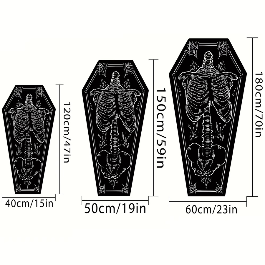 VIKAMA Gothic Sarg Teppich in Schwarz mit Schädel-Design, rutschfest und weich für Wohnzimmer oder Schlafzimmer - Bild 4