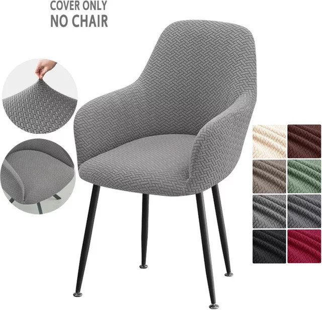 WANERQU Nordic Jacquard Stuhlbezüge aus elastischem Stretch-Material in Grau für Esszimmer und Büro-Stühle - Bild 1