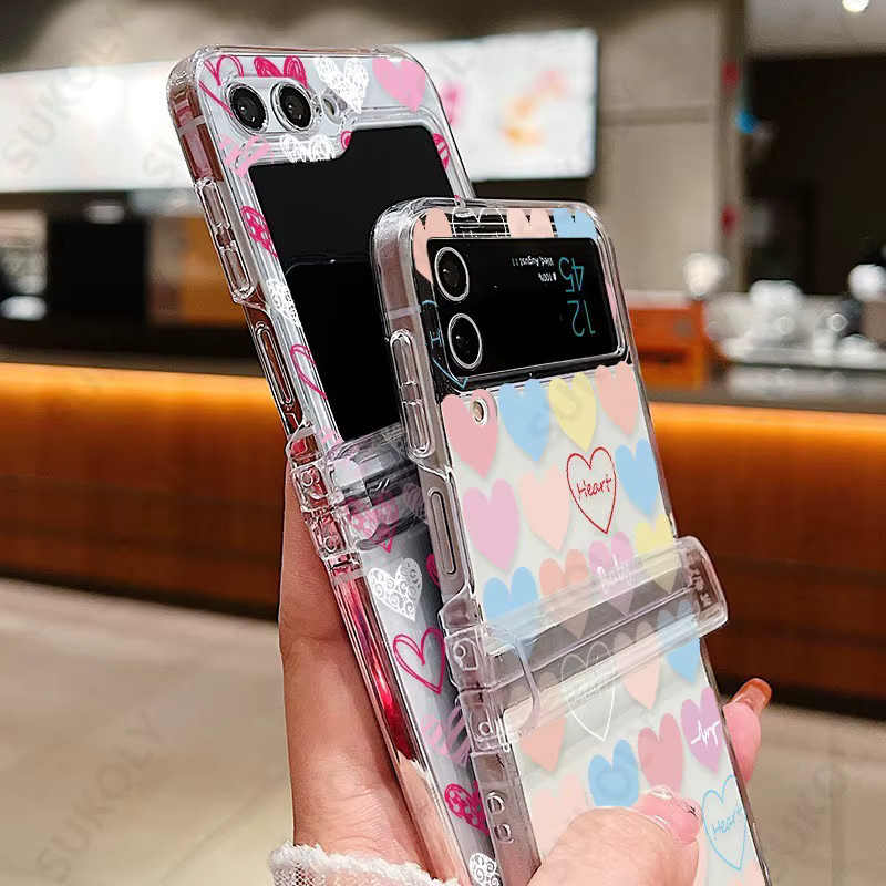 Stoßfeste transparente Handyhülle mit Liebesmuster für Samsung Galaxy Z Flip7, Z Flip6, Z Flip5, Z Flip4 und Z Flip3 - Bild 4