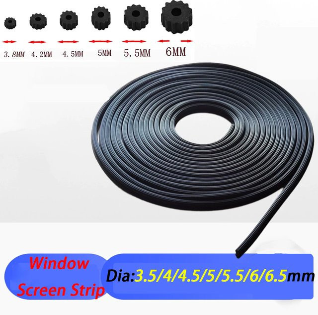 Selbstklebender Fensterdichtungsstreifen aus EPDM-Gummi in Schwarz für Fenster und Türen, Durchmesser: 3,5-6,5 mm - Bild 1