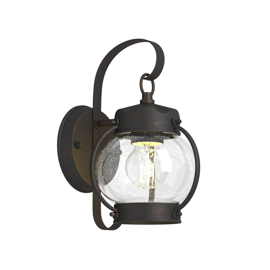 Lindby Wandleuchte Gerlo Außen Wandlampe Landhaus Vintage Rustikal aus Aluminium in Braun mit Glas und E27 Fassung - Bild 2