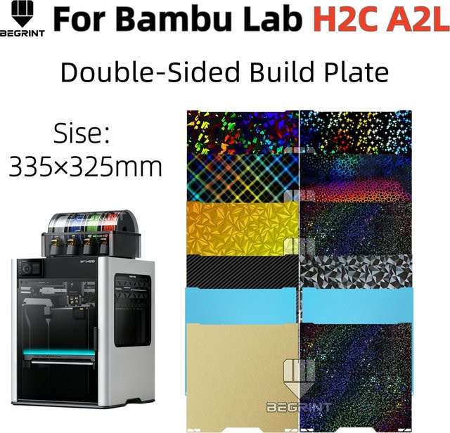 Bambu Lab H2C A2L Bauplatte Doppelseitige Strukturierte PEI Federstahl-Heizplatte in Gold B/B: 335 x 325 mm - Bild 1