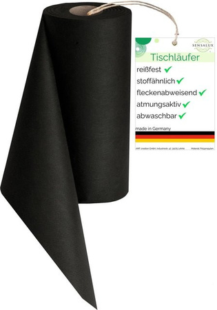 Sensalux Vlies-Tischläufer Schwarz, Breite: 30 cm, Länge: 25 m